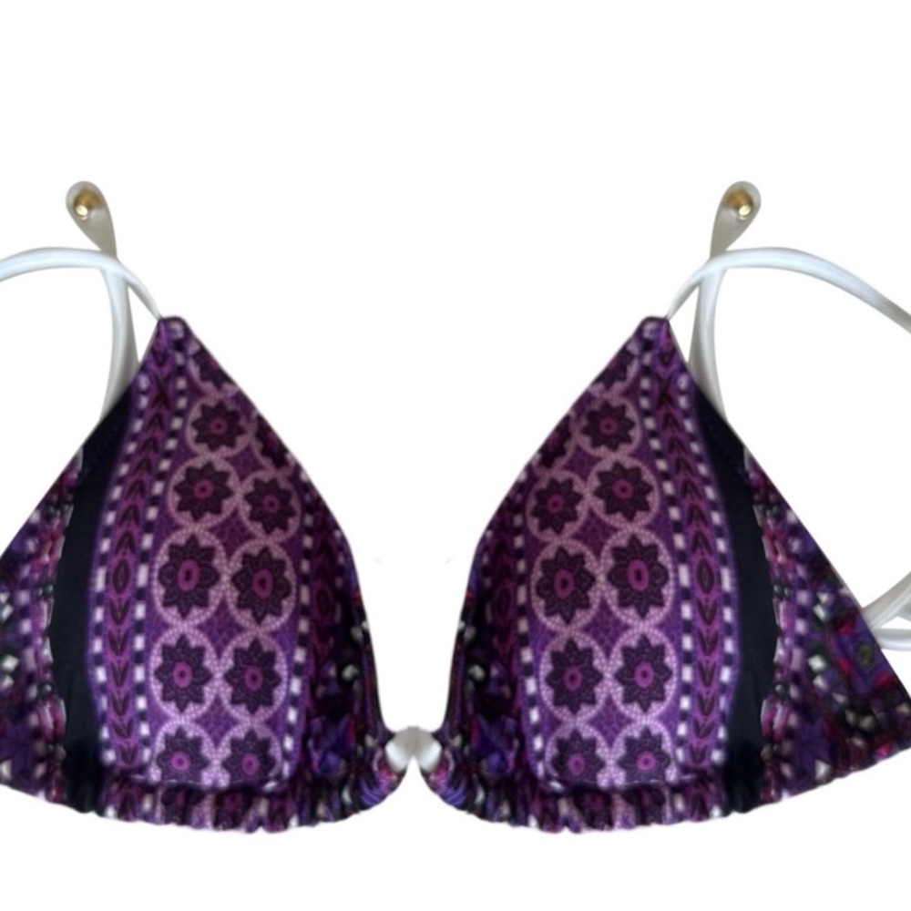 Roberto Cavalli Purple Floral Bikini Top